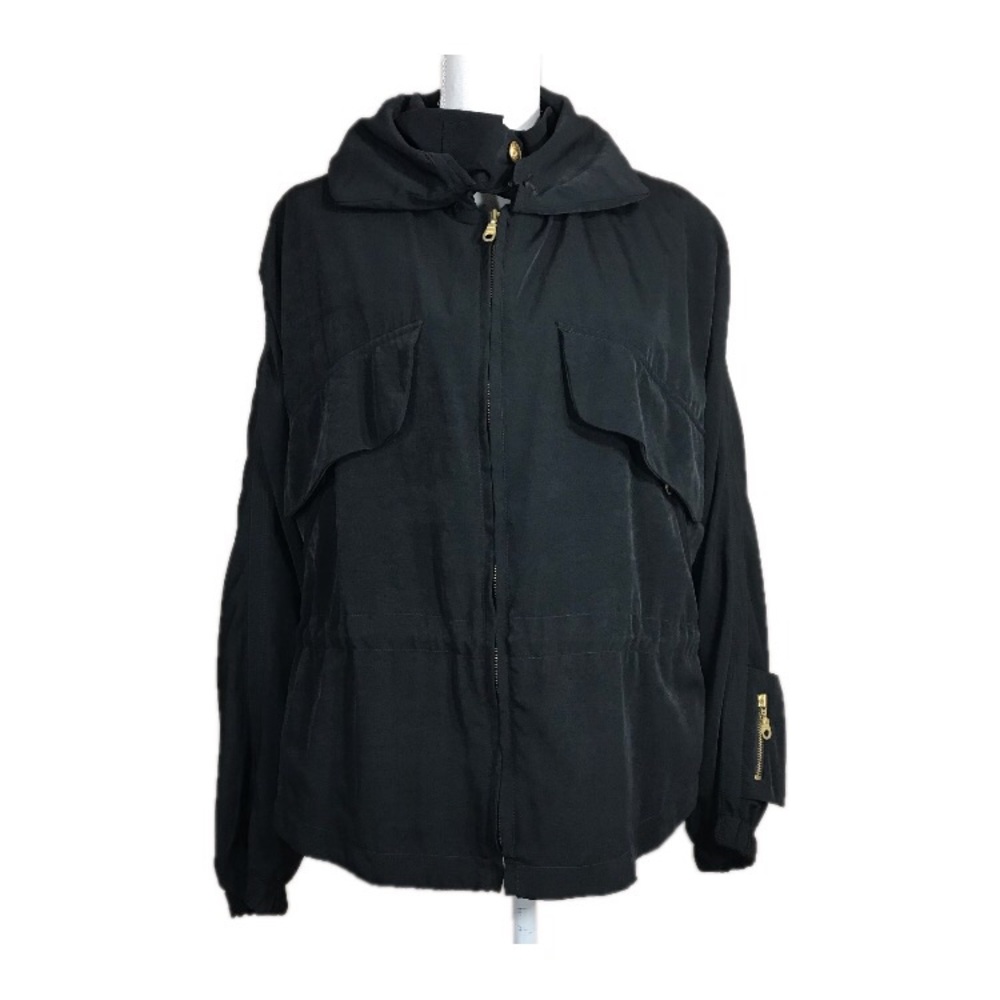 Mulberry Street Black Hooded Jacket Size M